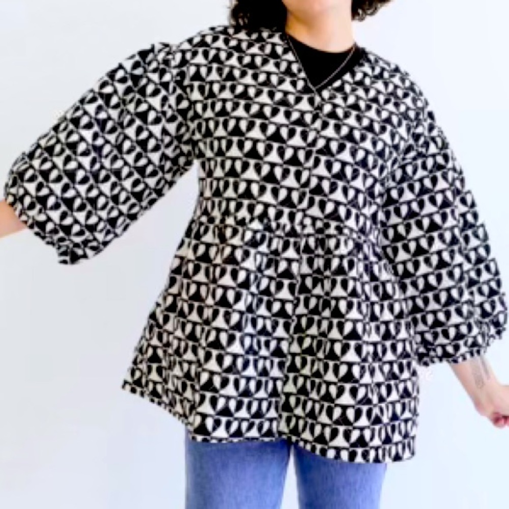 Reversible black/cream quilted baby cord jacket